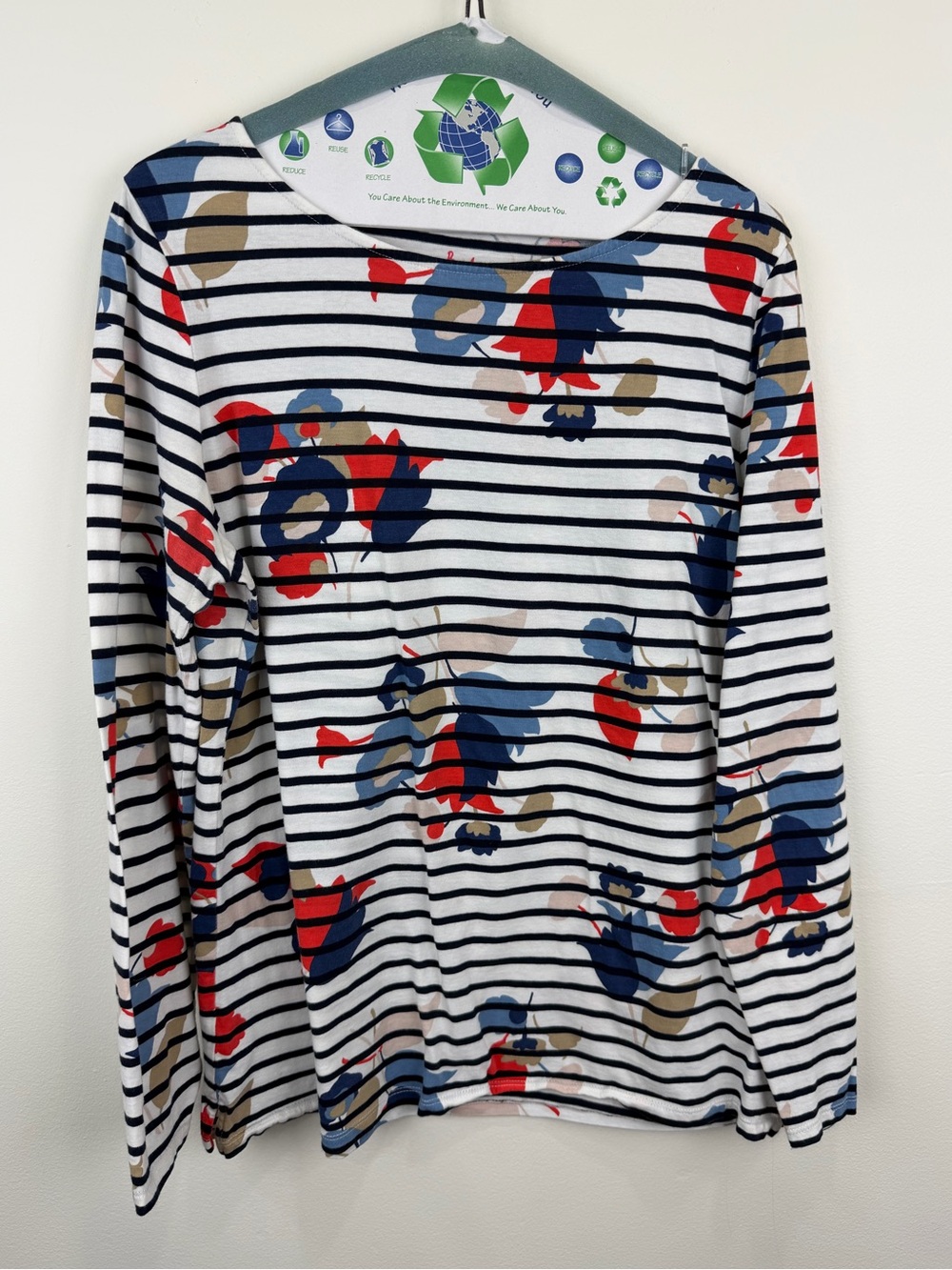 Boden Breton Floral Stripe Long Sleeve Top US 12